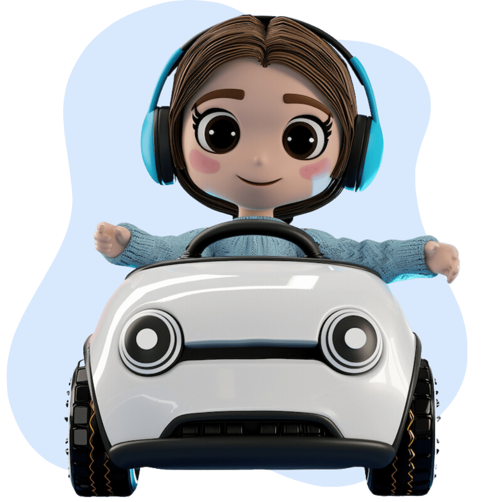 avatar 3d chica en un coche